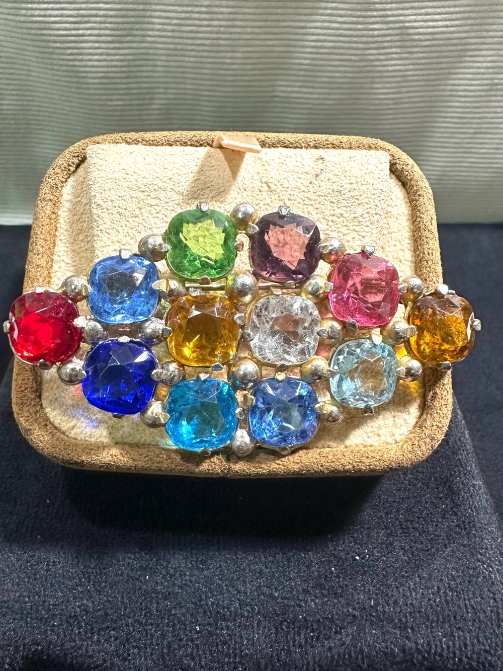 Vtg: 1930’s Czech Glass Fruit Salad Accent Brooch